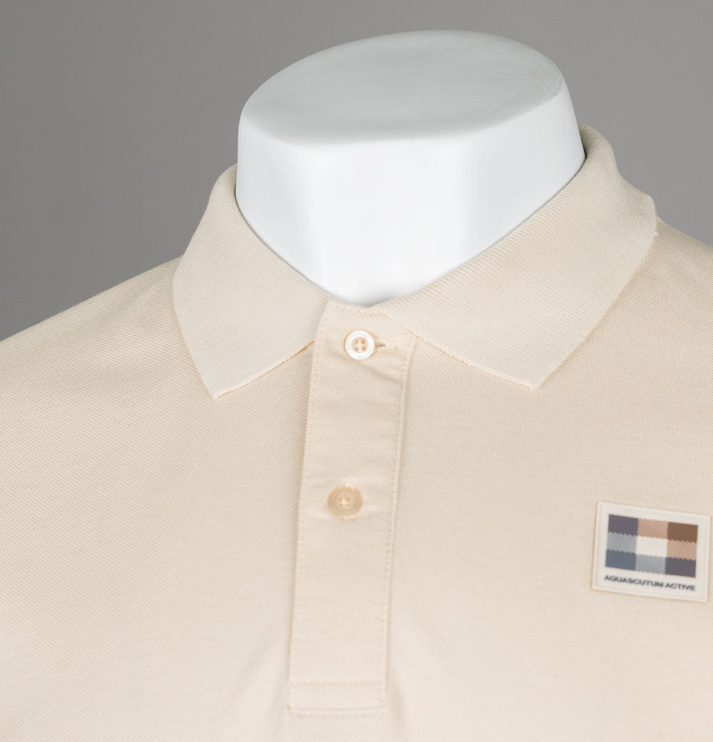 Aquascutum Check Patch Polo Shirt Beige