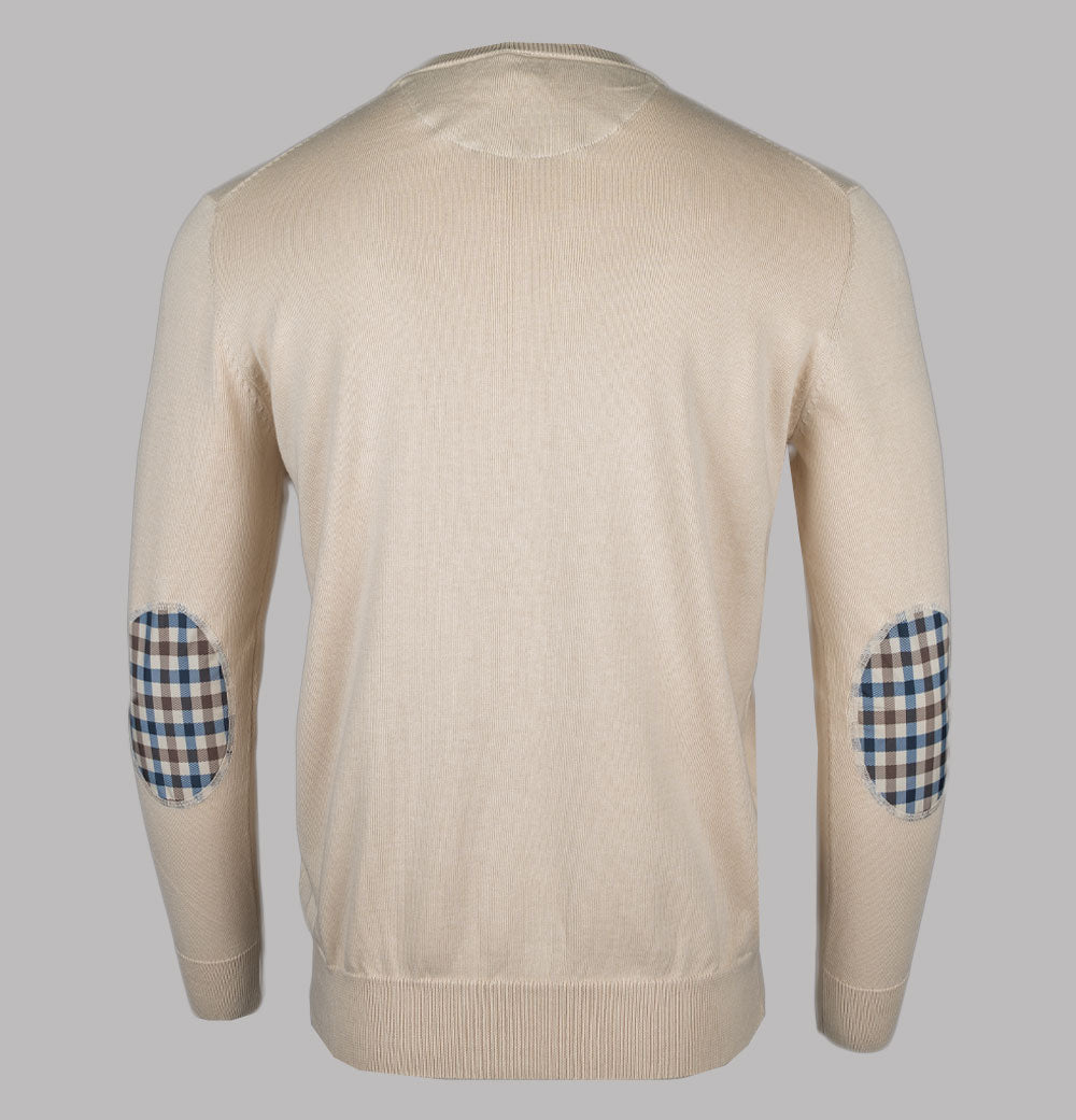 Aquascutum Check Sleeves Patch Knit Sweater Beige – Bronx Clothing