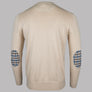 Aquascutum Check Sleeves Patch Knit Sweater Beige