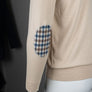 Aquascutum Check Sleeves Patch Knit Sweater Beige