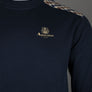 Aquascutum Club Check Shoulder Crew Neck Fleece Back Sweatshirt Navy