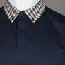 Aquascutum Supima Club Check Rib Polo Shirt Navy