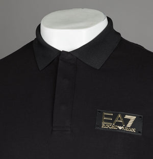 EA7 Gold Badge Logo Polo Shirt Black