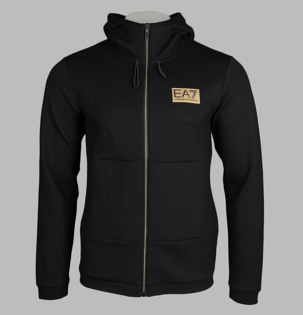 EA7 Gold Logo Zip Through Sweatshirt Black/Gold – Bronx Clothing