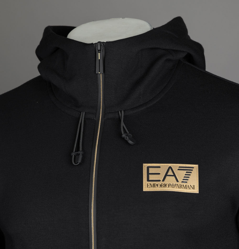 Survêtement EA7 Homme Zippé Noir/Or - Logo Brodé, Polyester Recyclé, Coupe Ajustée Pour Sport Et Décontracté - 13