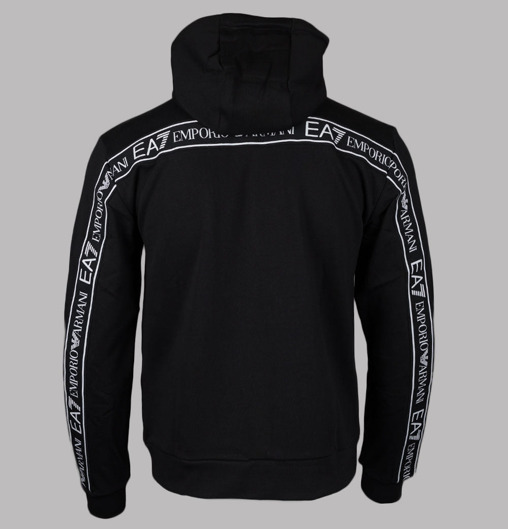 Black Ea7 Tape Full Zip Hoodie Emporio Armani Hoodies Mens EA7