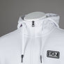 EA7 Logo Series Back Taping Full Zip Hooded Sweatshirt White