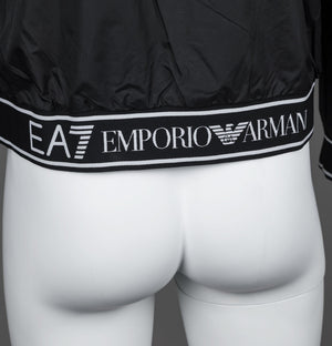 EA7 Logo Series Taping Hooded Bomber Jacket Black/White