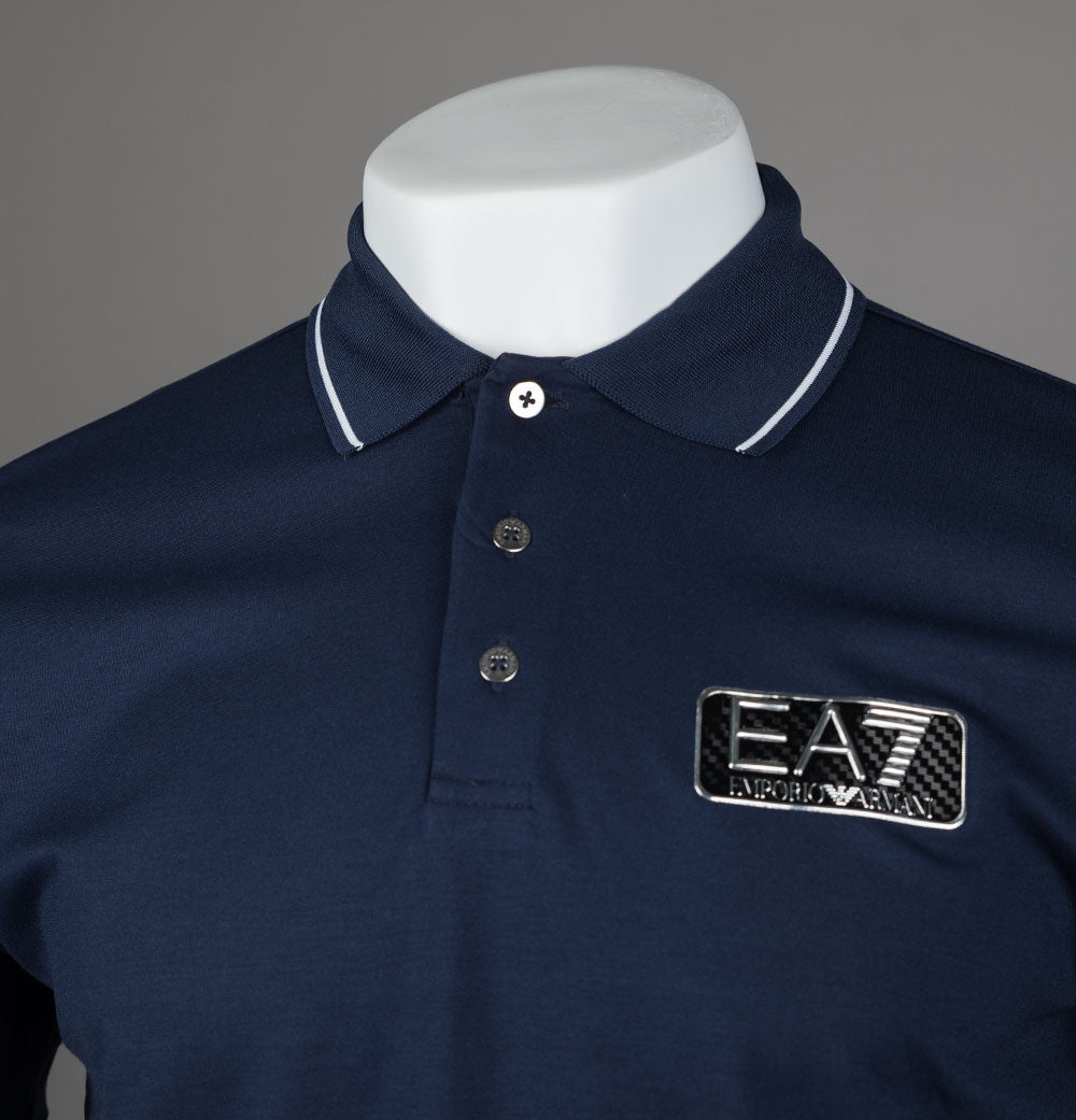 EA7 Viscose Blend Polo Shirt Navy Blue Bronx Clothing