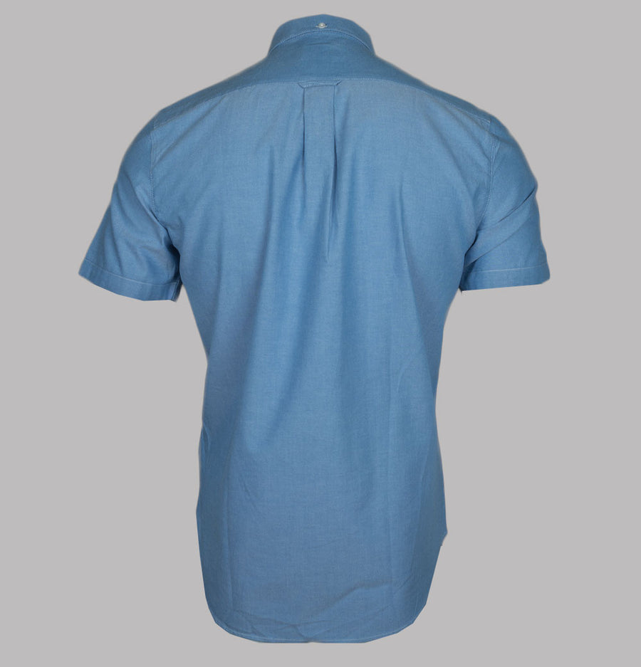 Farah Brewer Slim Fit S/S Oxford Shirt Mid Blue