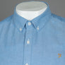 Farah Brewer Slim Fit S/S Oxford Shirt Mid Blue