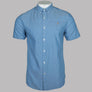 Farah Brewer Slim Fit S/S Oxford Shirt Mid Blue