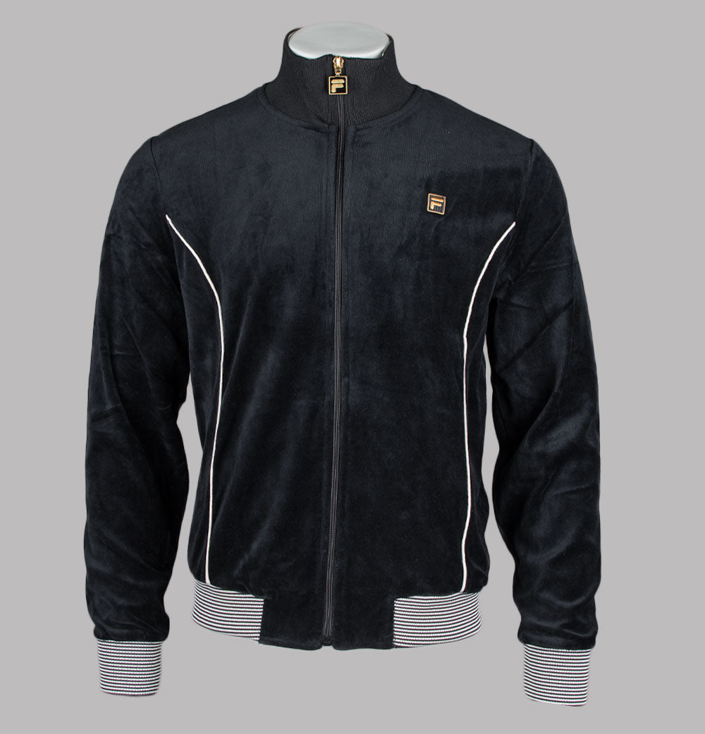 Fila Gold Bosa Velour Track Top Black/Whitecap Grey – Bronx Clothing