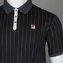 Fila Vintage BB1 Classic Striped Polo Shirt Black/Gardenia/Fig/Charcoal