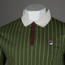 Fila Vintage BB1 Classic Striped Polo Shirt Chive/Gardenia/Windsor Wine