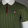 Fila Vintage BB1 Classic Striped Polo Shirt Chive/Gardenia/Windsor Wine