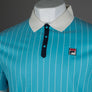 Fila Vintage BB1 Classic Striped Polo Shirt Cyan Blue/Gardenia/Fila Navy
