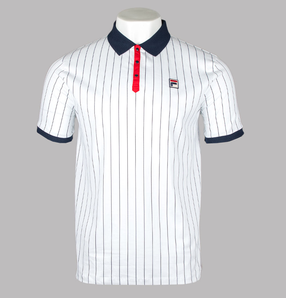 Fila Vintage BB1 Classic Striped Polo Shirt White Fila Navy Fila Red Bronx Clothing