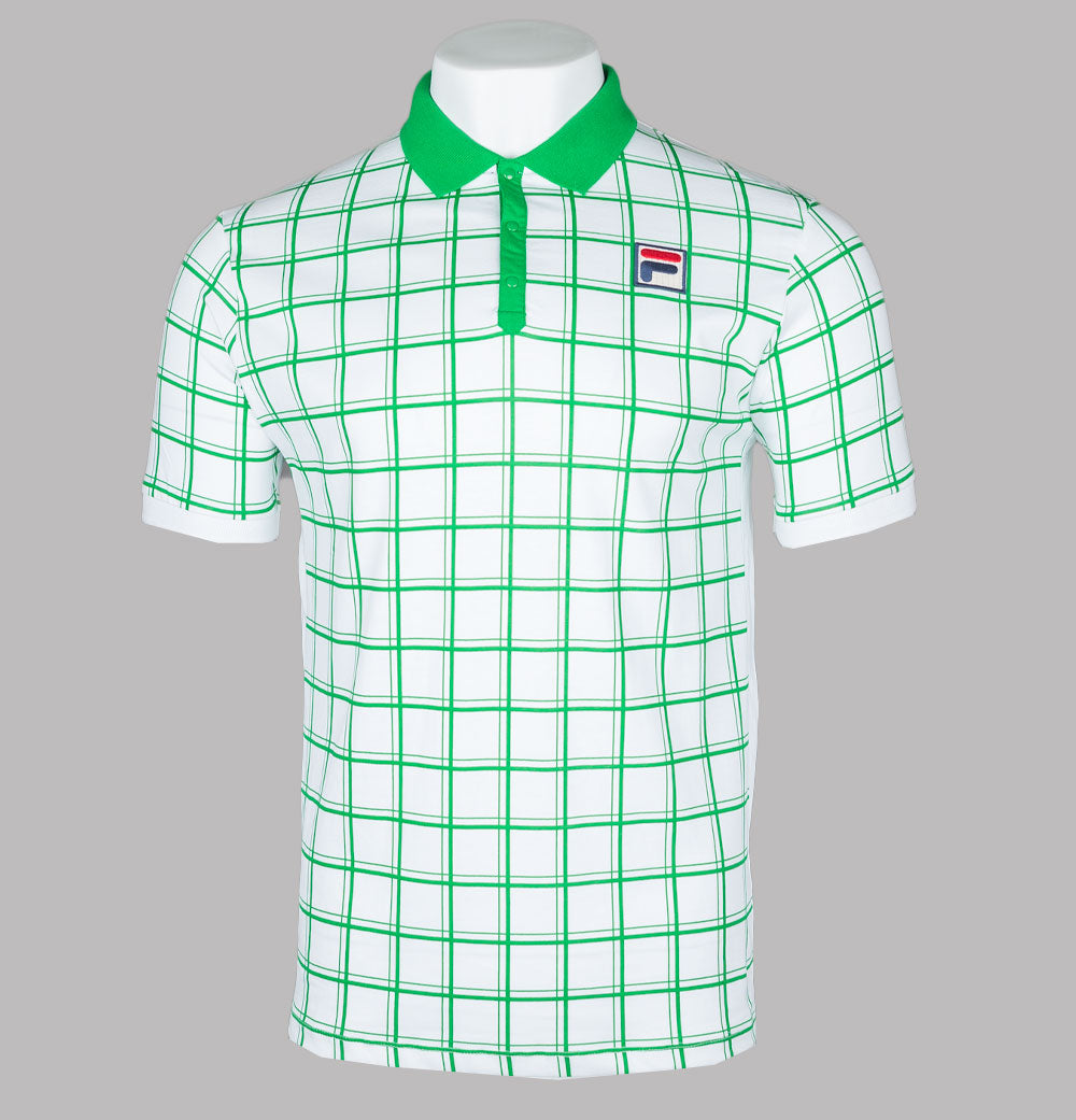 Fila Vintage Bobby Check Polo Shirt White/Jelly Bean Green – Bronx