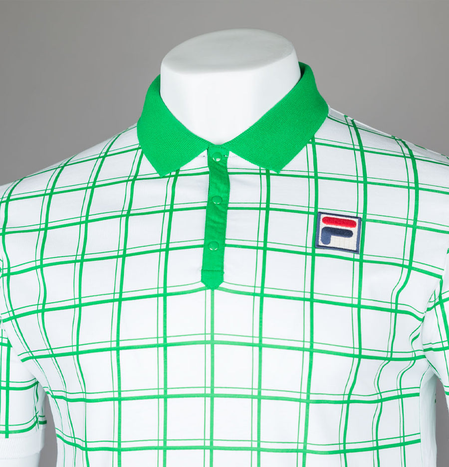 Fila Vintage Bobby Check Polo Shirt White/Jelly Bean Green