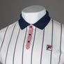 Fila Vintage Brett Double Stripe BB1 Polo Shirt Gardenia/Fila Navy/Foxglove