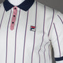 Fila Vintage Brett Double Stripe BB1 Polo Shirt Gardenia/Fila Navy/Foxglove