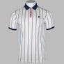 Fila Vintage Brett Double Stripe BB1 Polo Shirt Gardenia/Fila Navy/Foxglove