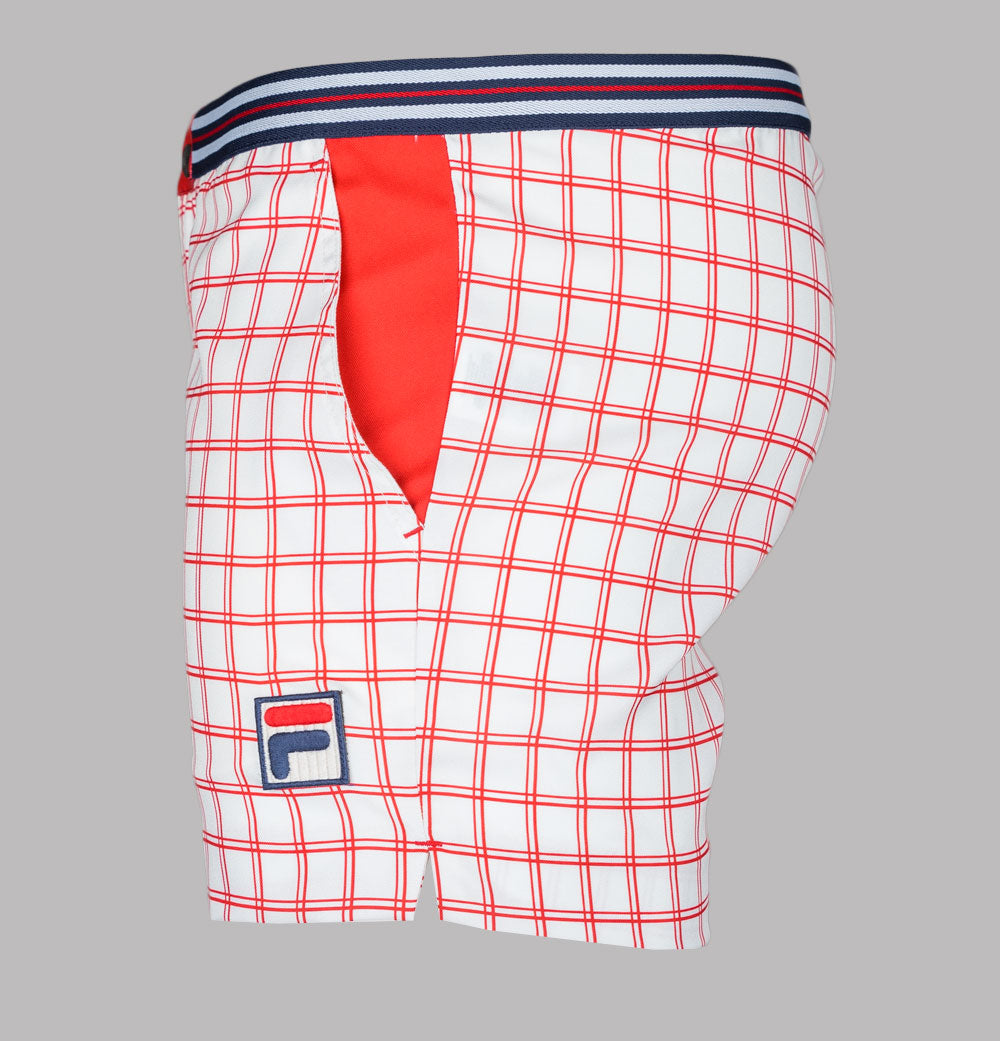 Fila Vintage Brookes Check Shorts Gardenia Fila Red
