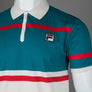 Fila Vintage Clarkson Stripe Polo Shirt Gardenia/Deep Lagoon/Fila Red