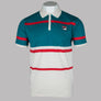 Fila Vintage Clarkson Stripe Polo Shirt Gardenia/Deep Lagoon/Fila Red