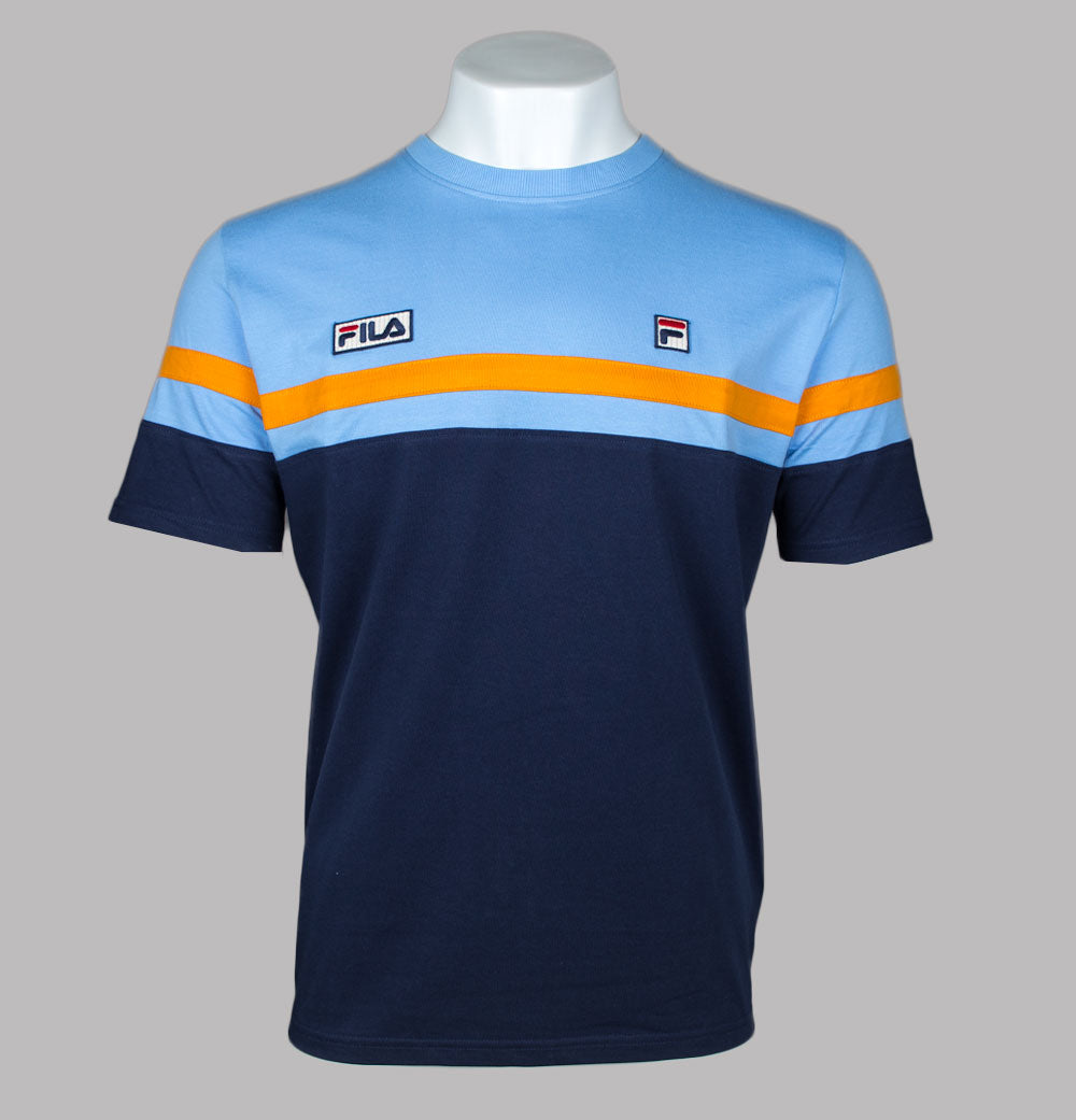 Shirt Fila Old School Mens Blue Fila Vintage Duncan T-Shirt Vista