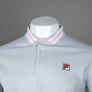 Fila Vintage Faraz Tipped Polo Shirt High Rise Grey/Prism Pink/White