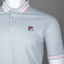 Fila Vintage Faraz Tipped Polo Shirt High Rise Grey/Prism Pink/White
