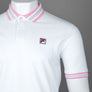 Fila Vintage Faraz Tipped Polo Shirt White/Prism Pink/High Rise Grey