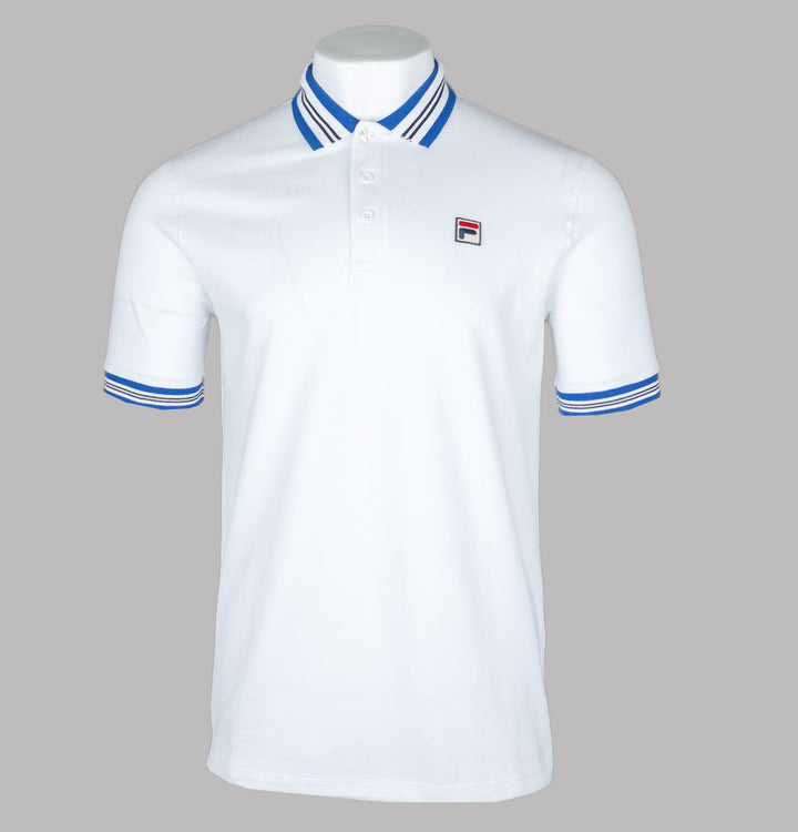 Fila Vintage Faraz Tipped Polo Shirt White/Surf The Web
