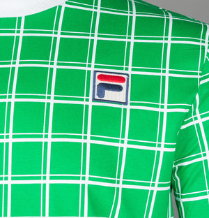Fila Vintage Freddie Check T-Shirt Jelly Bean Green/White