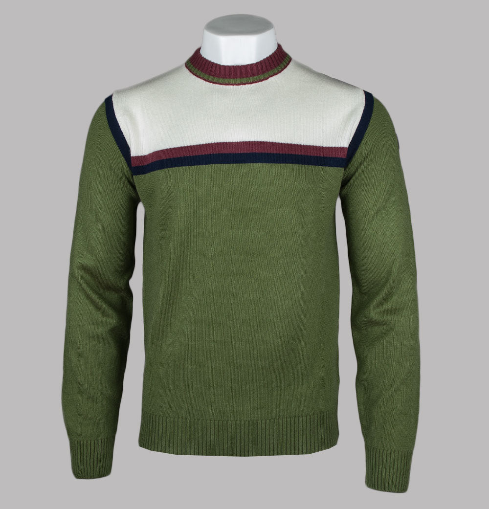 Fila Vintage Grayson Stripe Knit Sweater Chive Gardenia Fila Navy