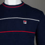 Fila Vintage Kallum Waffle Knitted Crew Neck Jumper Fila Navy/Gardenia/Fila Red
