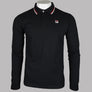 Fila Vintage Monte Tipped Collar LS Polo Shirt Black