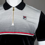Fila Vintage Paco Zip Velour Polo Shirt Black/Gardenia/Fila Red