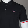 Fila Vintage Zev Cuff Detail Polo Shirt Black/Fila Red/Gardenia