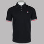 Fila Vintage Zev Cuff Detail Polo Shirt Black/Fila Red/Gardenia