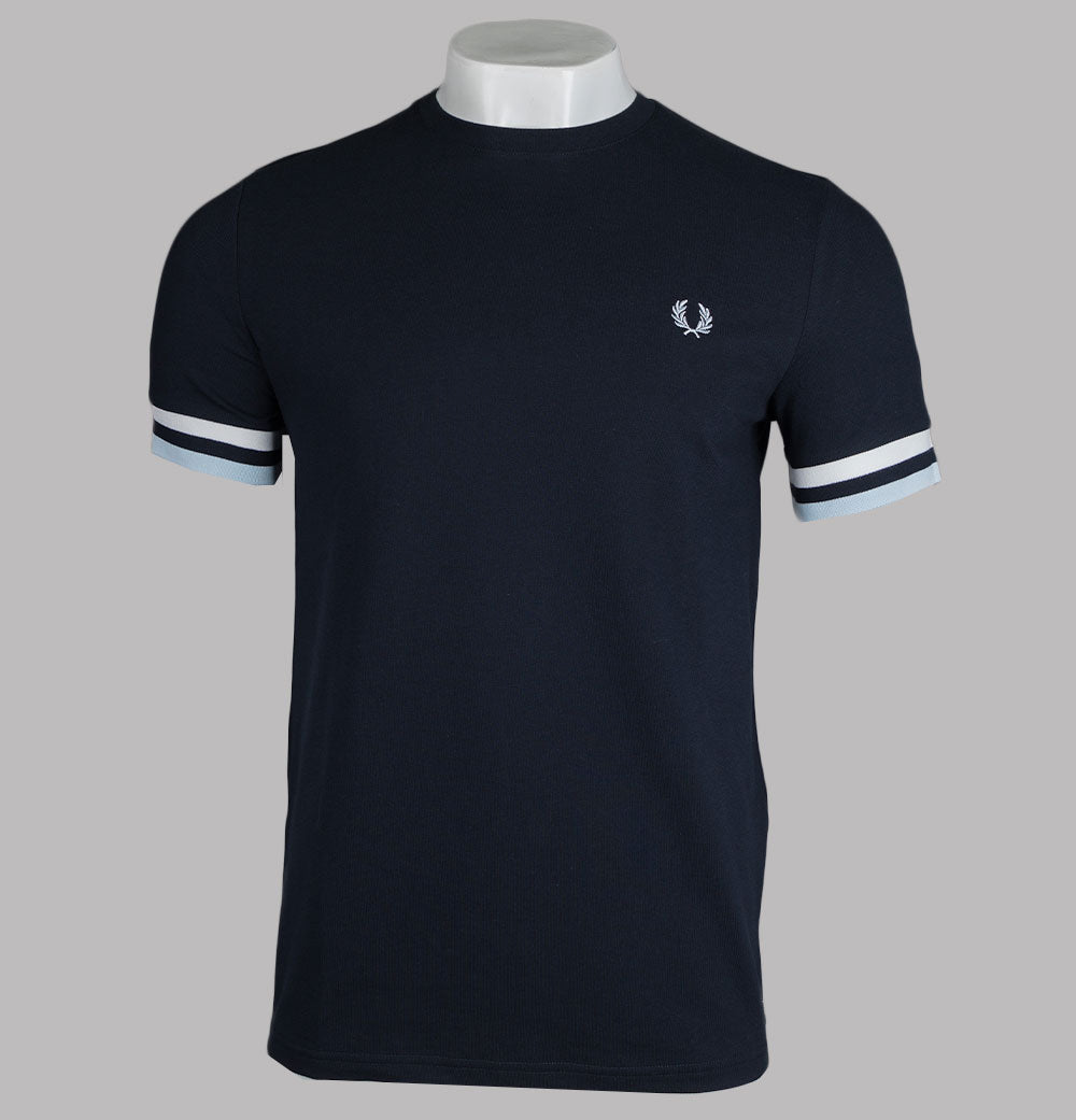 【FRED PERRY】 L/S Crew neck Pique T-Shirt ★ Navy Crew Neck Piqué T-Shirt - Navy | Men's T-Shirts | Designer T