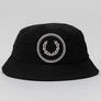 Fred Perry Circle Branded Matt Poly Bucket Hat Black