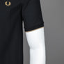 Fred Perry Crepe Pique Zip Neck Polo Shirt Black/Metallic Gold