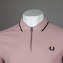 Fred Perry Crepe Pique Zip Neck Polo Shirt Dusty Rose Pink