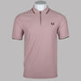 Fred Perry Crepe Pique Zip Neck Polo Shirt Dusty Rose Pink