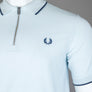 Fred Perry Crepe Pique Zip Neck Polo Shirt Light Ice