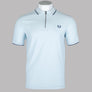Fred Perry Crepe Pique Zip Neck Polo Shirt Light Ice