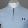 Fred Perry Crepe Pique Zip Neck Polo Shirt Light Smoke
